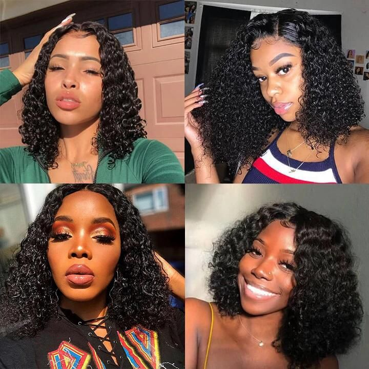 Ferme de lacet de profonde perruque Human Hair Bob Wigs pour les femmes noires