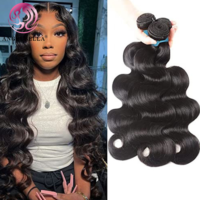 Angelbella Queen Doner Virgin Hair Brésilien Virgin Body Wave 100% non transformée des extensions de trame des cheveux humains
