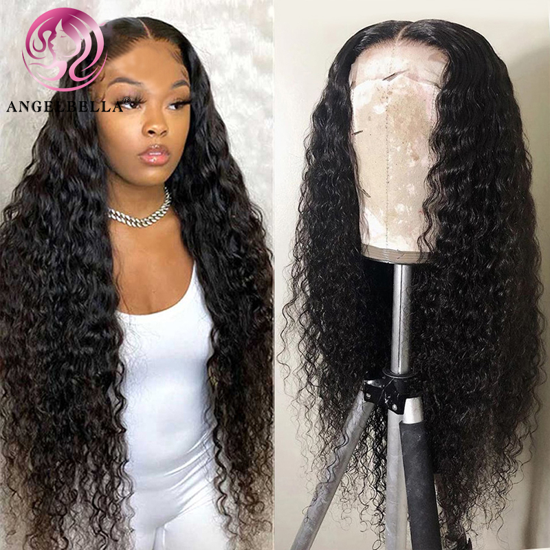 Angelbella Dd Diamond Hair Water Wavy Lace Front Human Hair Hair Wig Baby Hair Natural Black Color Hd Lace Front Wigs 