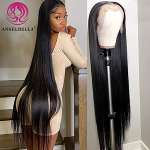 Angelbella Queen Doner Virgin Hair Wholesale Raw High Quality Black Right Human Human Transparent Full 13X4 HD Lace Front Perruque pour les femmes noires 