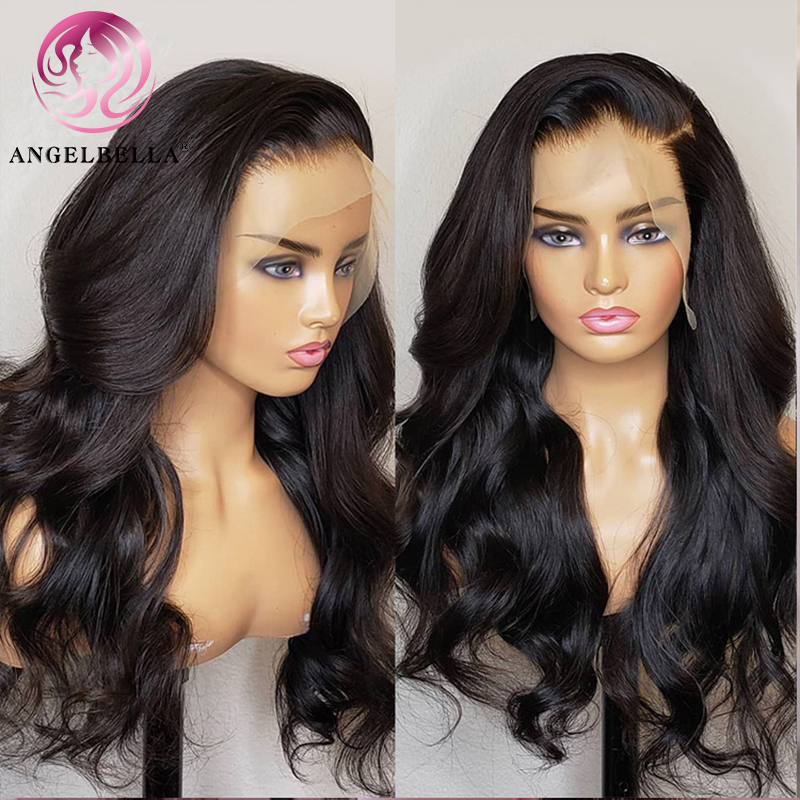 Angelbella dd diamant cheveux brésiliens corps vague en dentelle avant perruques de cheveux humains perruque frontale 13x4 perruques frontales HD