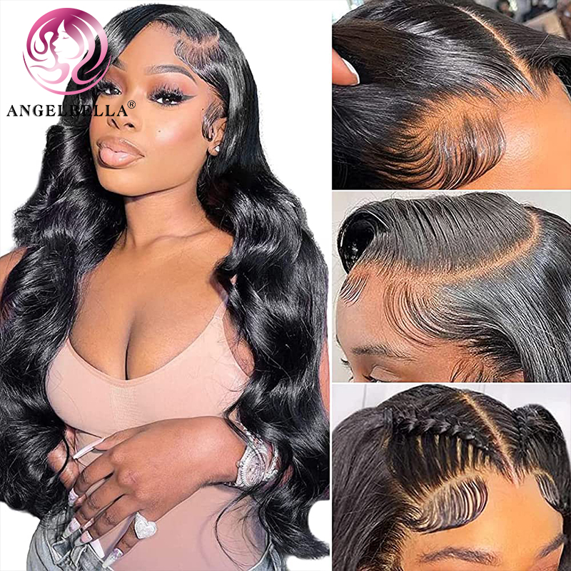 Angelbella Queen Doner Virgin Hair Brazilian 13x6 1B # vague profonde cheveux humains HD Lace 