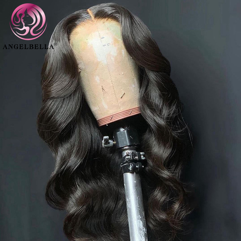  Angelbella Queen Doner Virgin Hair 100% non traité Virgin Human Hair 13X4 Body Wave HD Lace Frontal Wigs Frotoral pour les femmes noires 