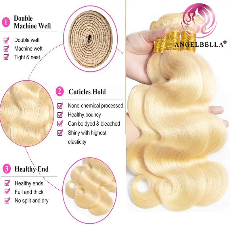 Angelbella Queen Doner Virgin Hair 613 Body Wave Brésilien Brésilien Virgin Virgin Alignez les faisceaux de cheveux humains 