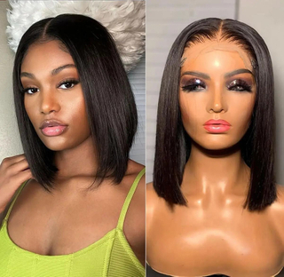 Factory Wholesale 13 * 4 Brésilien brésilien naturel Swiss Lace Swiss Swiss Frontal Bob Bob Bob pour femmes noires