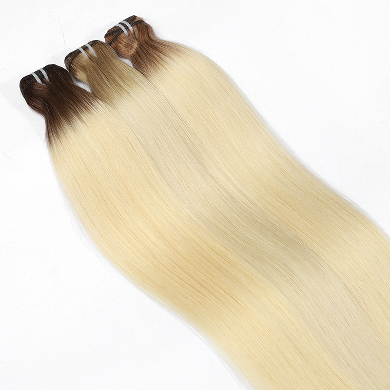 En gros 100% de cheveux vierges cru à la main de cheveux liés à la tronçonne de tronticule aligné de qualité raide alignée.