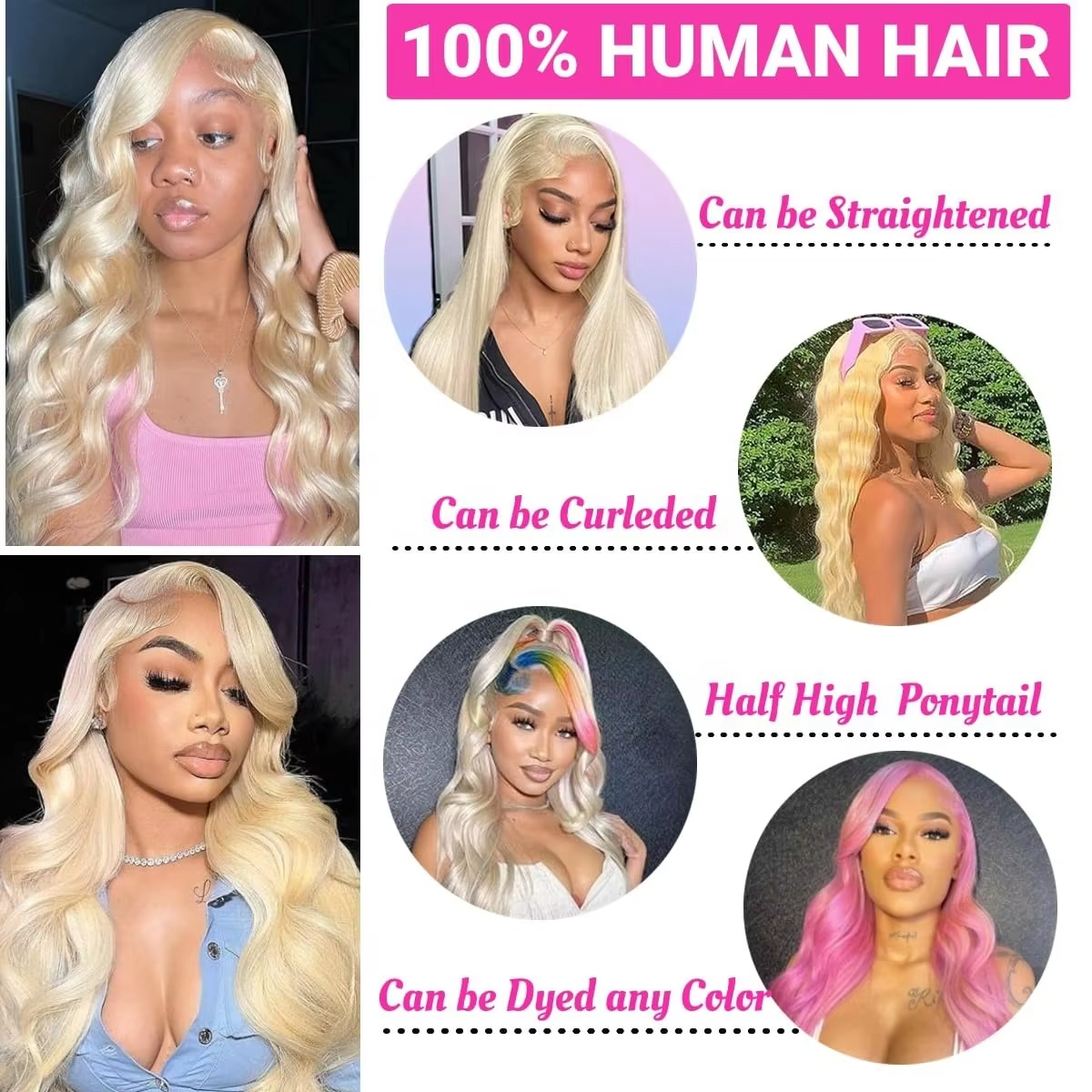 Vente en gros 613 vague de corps transparent en dentelle transparente perruques de cheveux humains vietnamiens crus 180 densité brésilienne en dentelle brésilienne pour femmes