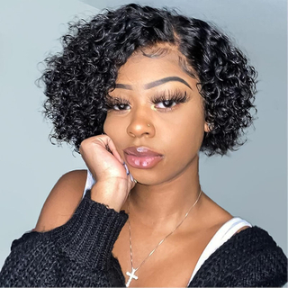 Wig bouclés courts 10 pouces Pixie Coup Wigs Curly Wig Short Human Hair Wig For Women