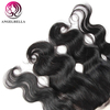 Remy Hair frontal avec paquets de corps noir naturel vague de cheveux humains Poules de cheveux avec fermeture frontale