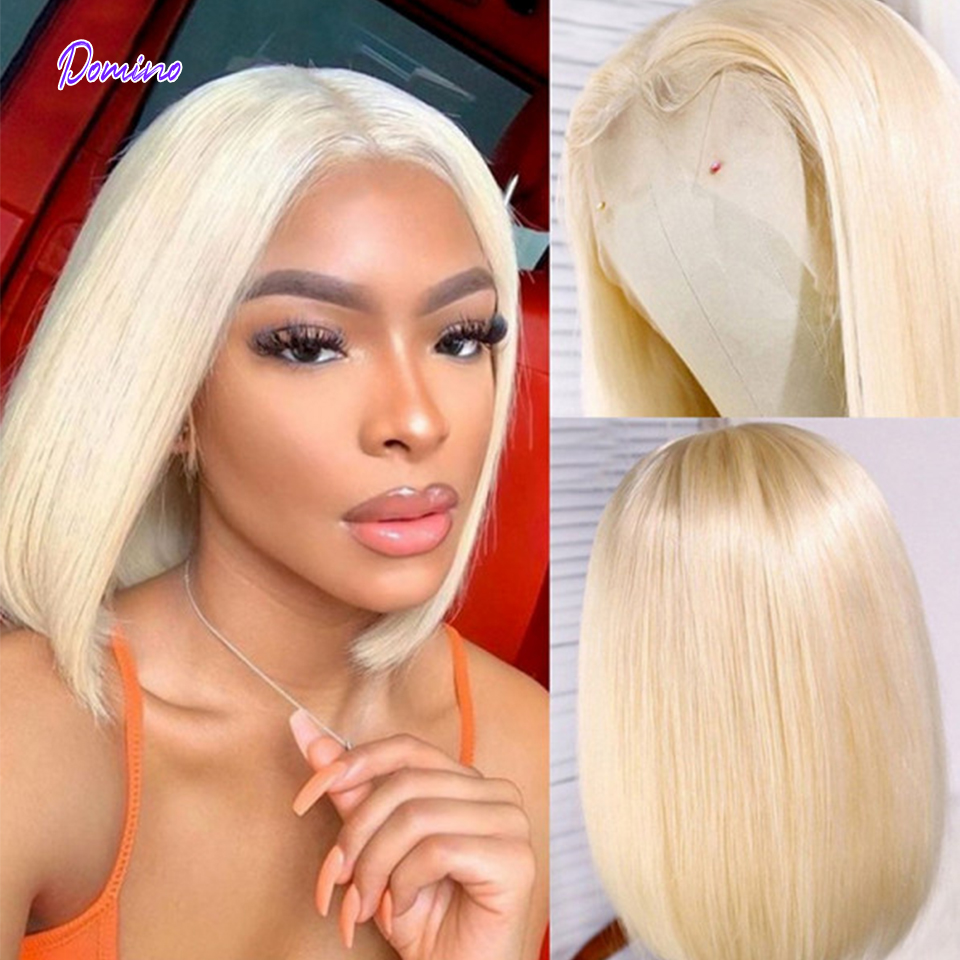 Blode Bob Wig Heuvrants, 13x4 Front de dentelle 613 perruques pré-cueillies nœuds décédés en partie gratuite 10 pouces courte bob blonde pour femmes noires à 180% de densité