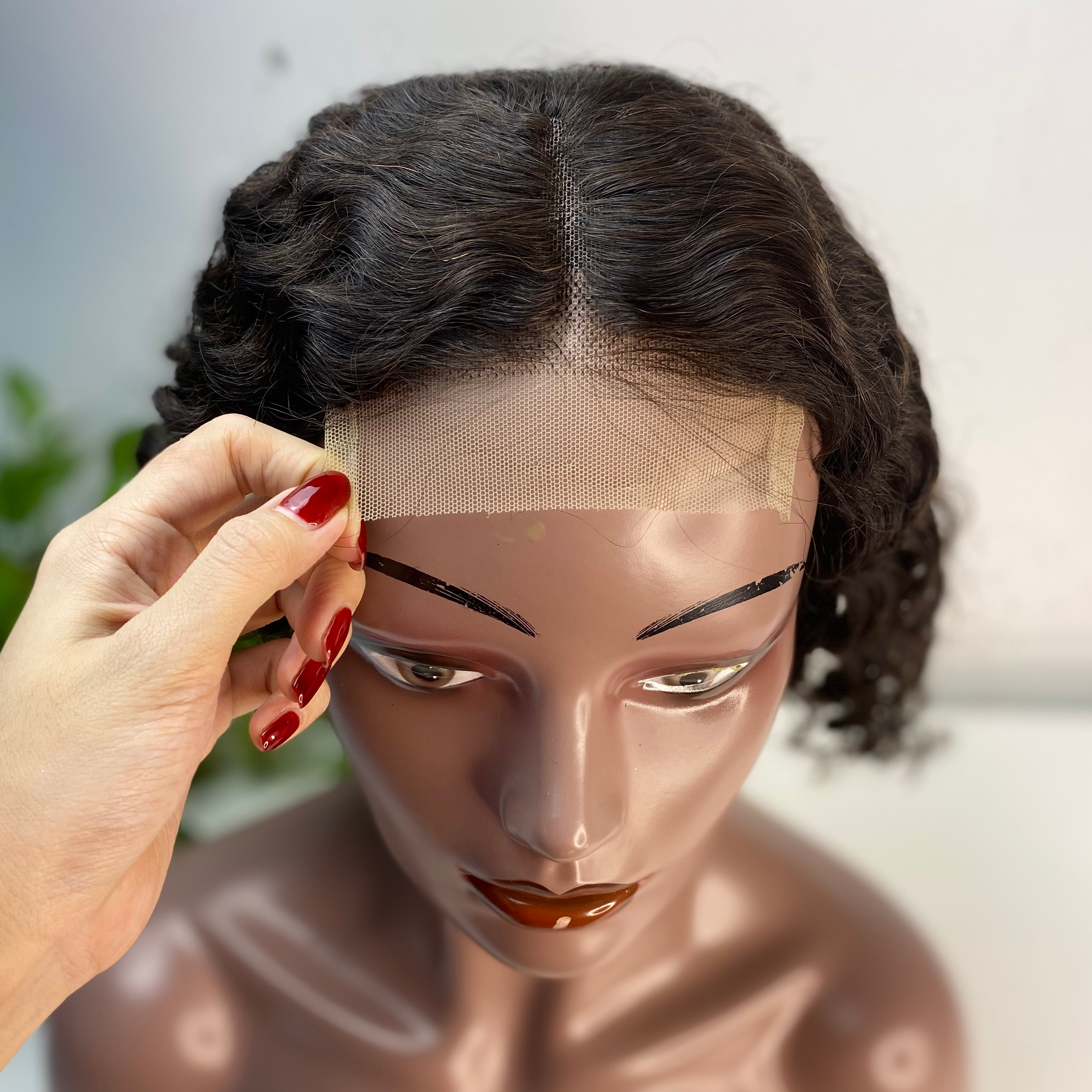 Ferme de lacet de profonde perruque Human Hair Bob Wigs pour les femmes noires