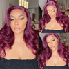 Bourgogne 99J Red Color Body Wig Wig Lace Lace Pernues