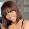 Bob Bob Human Wig avec une frange pour les femmes raides Remy Hair Wigs Dark Brown