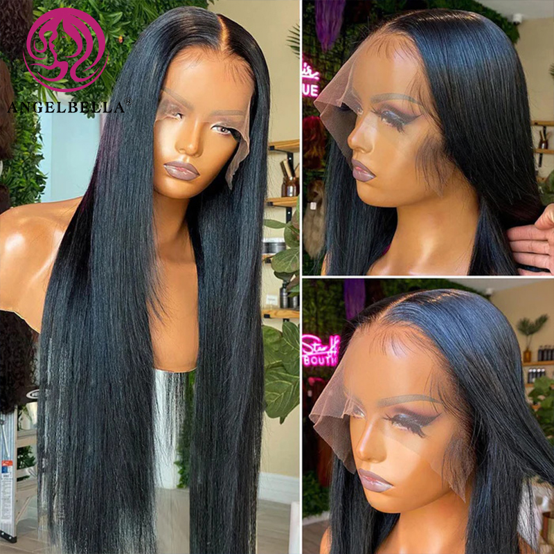 Angelbella Queen Doner Virgin Hair 13x4 Natural Wholesale 100 ％ Wigs avant de cheveux humains en dentelle complète sans glues sans glue pour femmes noires