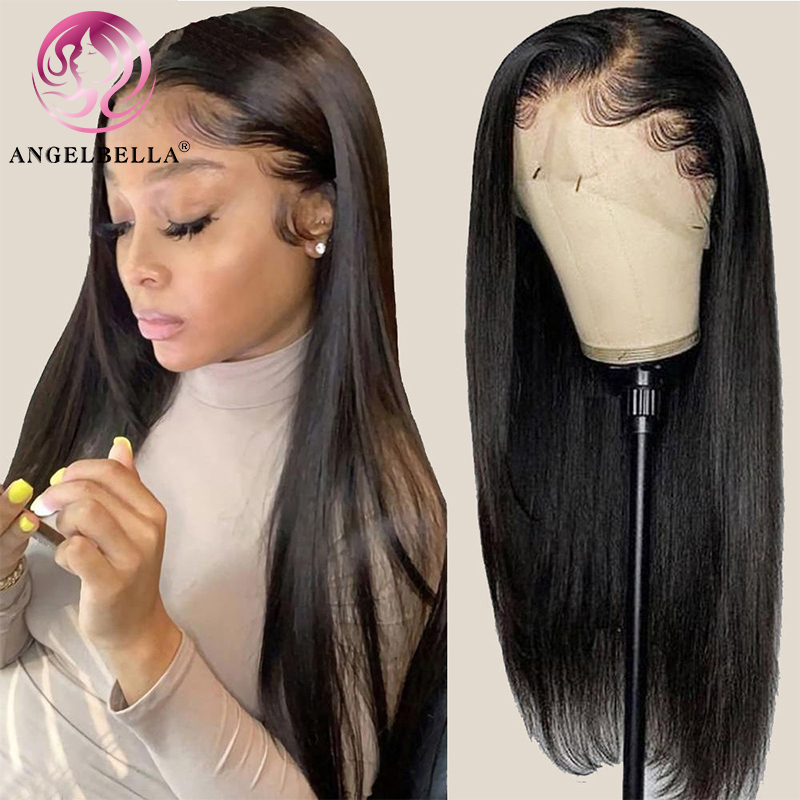 Angelbella Queen Doner Virgin Hair Straight 1B # 13x6 HD Lace Frontal Human Hair Wig