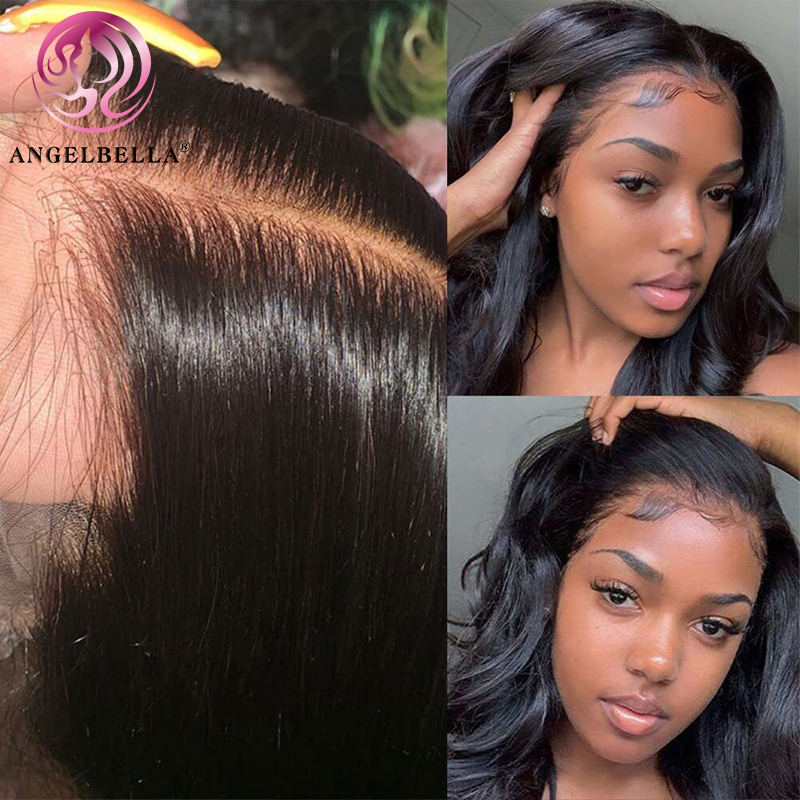 Angelbella dd diamond Hair Body wave 13x4 hd dentelle dentelle de cheveux naturels perruques de cheveux humains en dentelle avant perruque frontale brésilienne pour femmes noires
