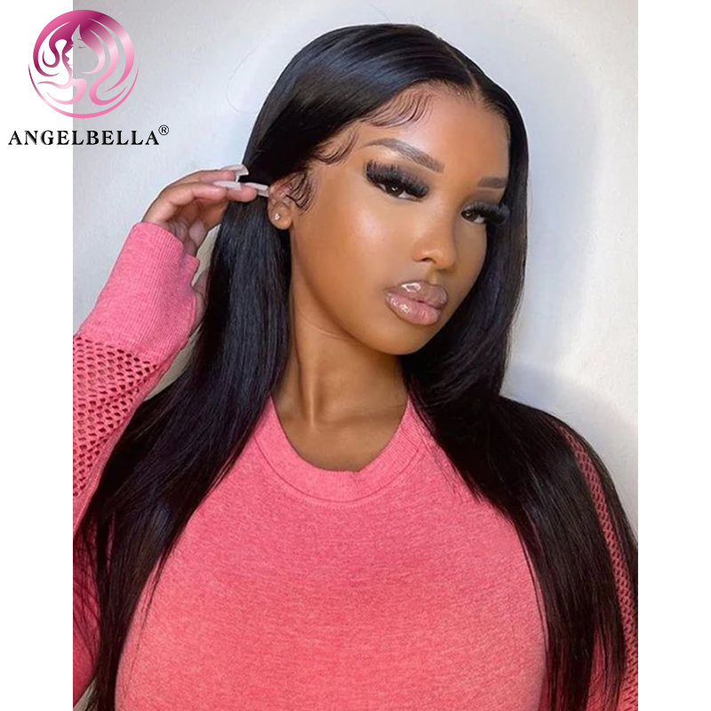 Angelbella Glory Virgin Hair 1b Straitement 13x4 HD Frontal Lace Human Hair Wigs 