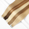 Ruban blonde naturel en gros dans les extensions de cheveux 100% cru vierge humain raide invisible osse blonde claire