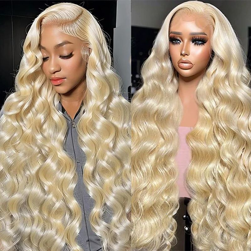  Angelbella de haute qualité 180% densité 30 pouces sans glues vague de corps en dentelle vendeurs de perruque avant 613 perruques de cheveux humains blonds pour femmes noires