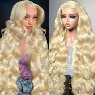 En gros de 30 pouces 13x4, vague de corps sans glue 613 perruques avant en dentelle transparente blonde à cheveux blonde blonde blonde pour femmes pour femmes