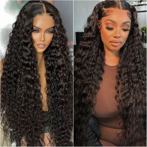 Angelbella 30 pouces 180% densité Wave profonde sans glueless 13x4 en dentelle transparente avant perruques de cheveux humains pour femmes noires
