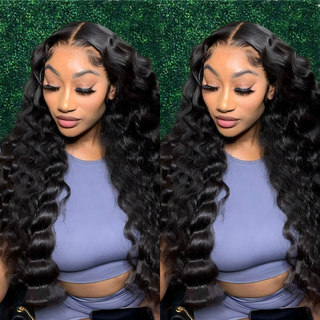 Brésilien Virgin Remy Hair Couleur naturelle Long Wig 200% densité 4x4 Wigs de fermeture de la dentelle à vagues de l'océan sans glueless HD