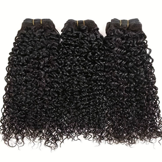  Super double dessin de la cuticule vierge alignée brésilien paquets de cheveux funmi pixie bouclé couleur noire naturelle couleur noire