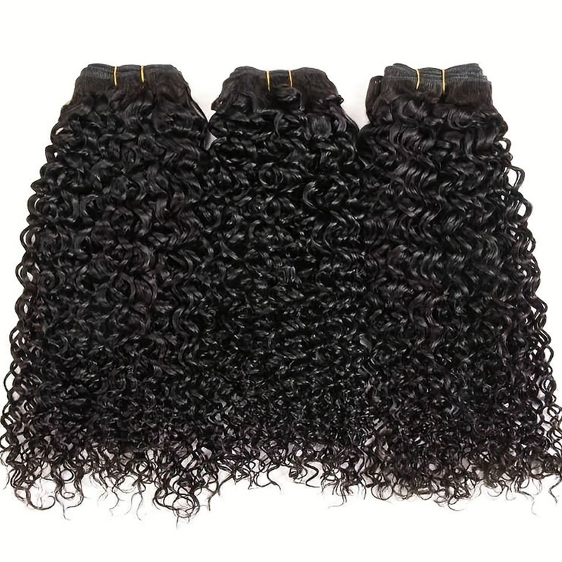  Super double dessin de la cuticule vierge alignée brésilien paquets de cheveux funmi pixie bouclé couleur noire naturelle couleur noire