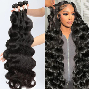 En gros 100% de carrosserie non transformée, extension de cheveux humains Extension de cheveux humains Cuticules alignées doubles paquets de cheveux bruts pour les femmes noires