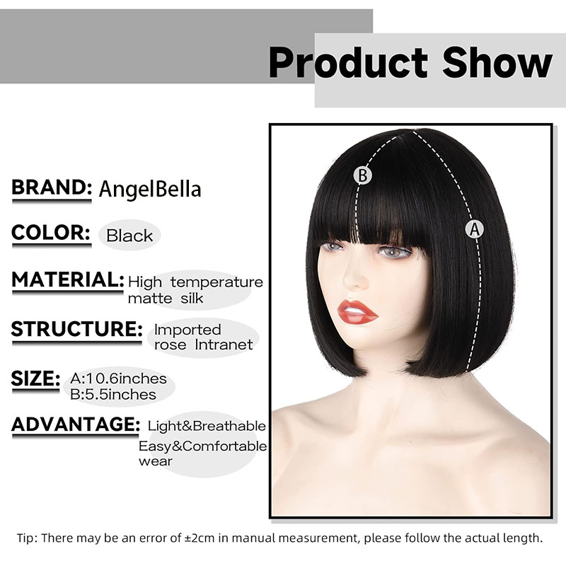 Machine complète Bob Straight Bob avec Bang pour les femmes 8 10 12 14 16 pouces