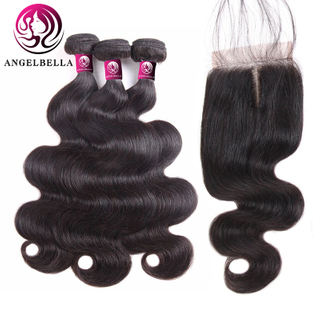 Brésiliens Hair 3 Bundles with Close Body Wave Remy Remy Human Hair Extensions Bundles with Close 