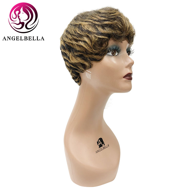 8 pouces courts raies perruques à cheveux Machine faite de perruque mettant en évidence des perruques très courtes afro-américaines 