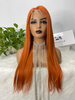 Cheveux orange gingembre couleur os droit de dentelle transparente pré-cueillie