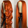 Cheveux orange gingembre couleur os droit de dentelle transparente pré-cueillie