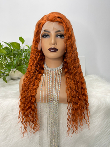 Angelbella t-par-parts perruques avant, orange gingel vague profonde brésilien perruques de cheveux humains