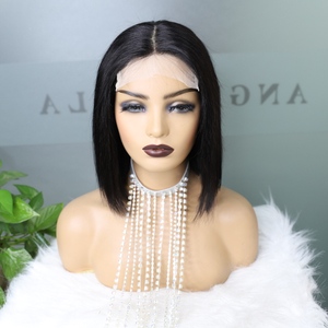 Cheveux humains Lace Front 13x4 perruques Bob 10 pouces 150 densité brésilienne vierge cheveux humains courte Bob perruques