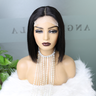 Cheveux humains Lace Front 13x4 perruques Bob 10 pouces 150 densité brésilienne vierge cheveux humains courte Bob perruques