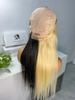 Qualité Half Black Half Blonde Couleur en gros, perruque avant en dentelle