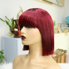 99J Red Bob Remy Wigs avec frange 10 pouces de machine faite borgogne