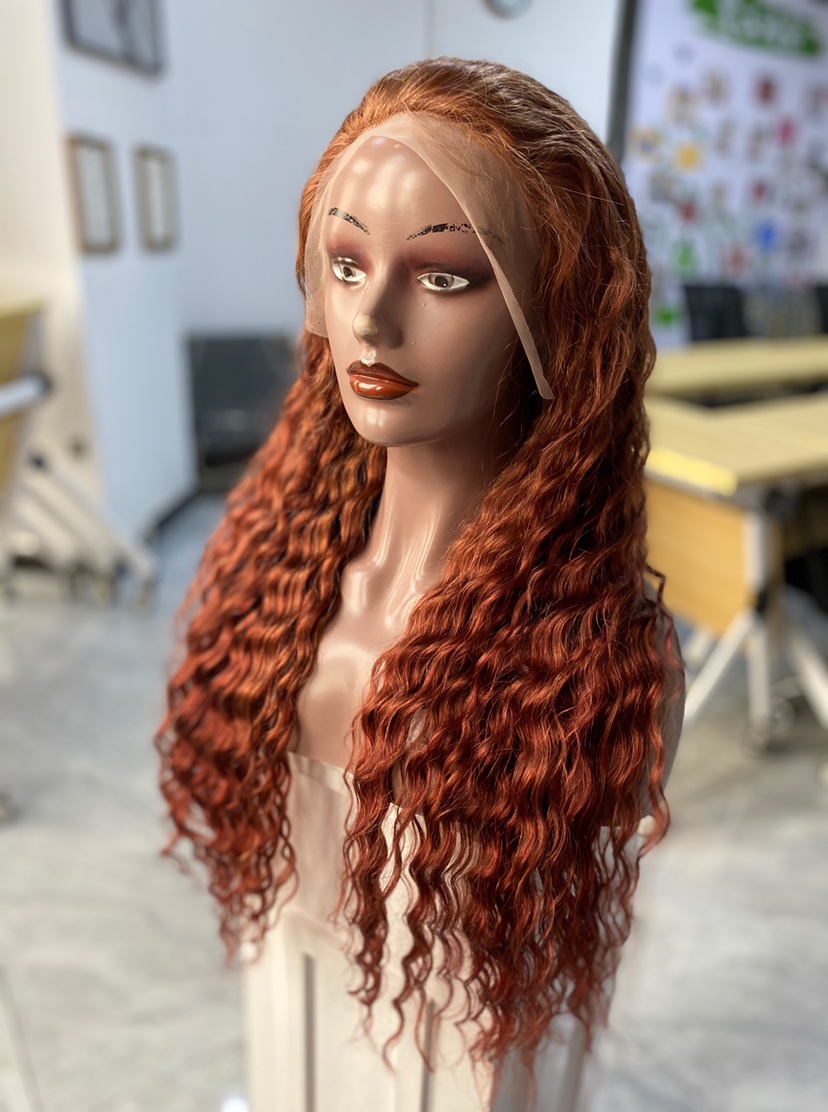 En gros 30 pouces 13x4 180% densité Gingembre Orange Couleur en dentelle bouclée profonde perruque frontale 13x4 HD Pernues en dentelle transparente