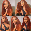 Perruques en gros perruques de cheveux humains bouclés vins Gingembre brésilien Remy Water Wave Lace Front Perruque à 180% Pré-cueilli