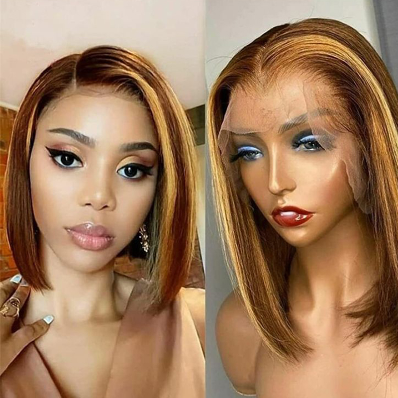 Angelbella DD Diamond Hair 200% densité 13x4 en dentelle complète Frontal Bob Human Hair Wig