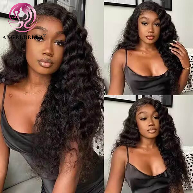 Angelbella Queen Doner Virgin Hair Wholesale 13X4 LOBE VELLE LORDE BRÉSILIEN BRÉSILIEN PERRRES LES PERMES 32 34 pouces Transparent en dentelle bouclée Faute pour femmes noires