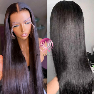 Angelbella dd Diamond Hair Hair humain 13x4 Transparent Longue en dentelle frontale perruques avant