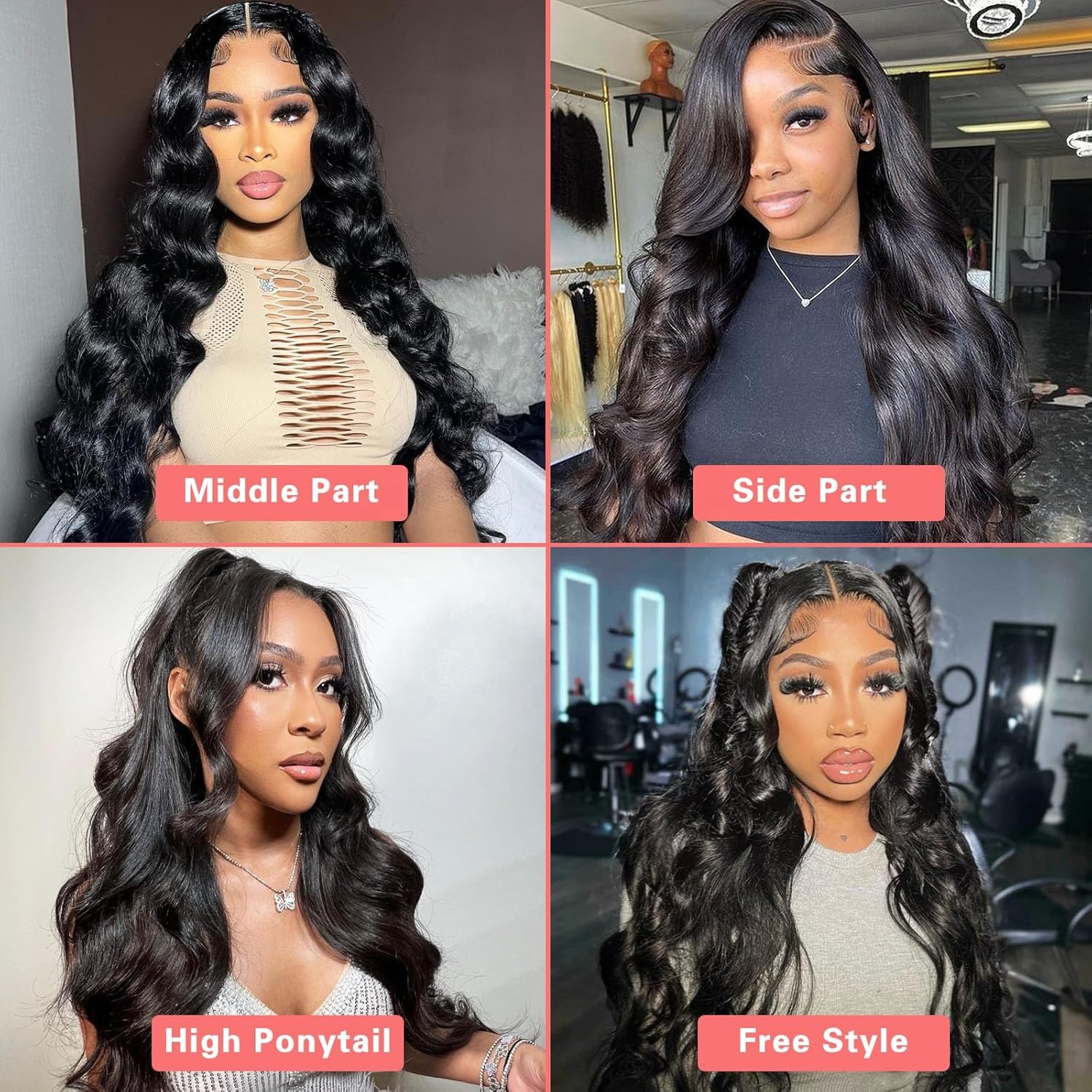 Angelbella 220% de densité Body Wave Lace Frontal Human Hair Wigs Vendeurs 13x4 Wig Front Wig Black pour femmes