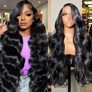 Angelbella Wigs avant de la dentelle brésilienne 13x4 180% densité transparente vague de cheveux en vrac pour femmes
