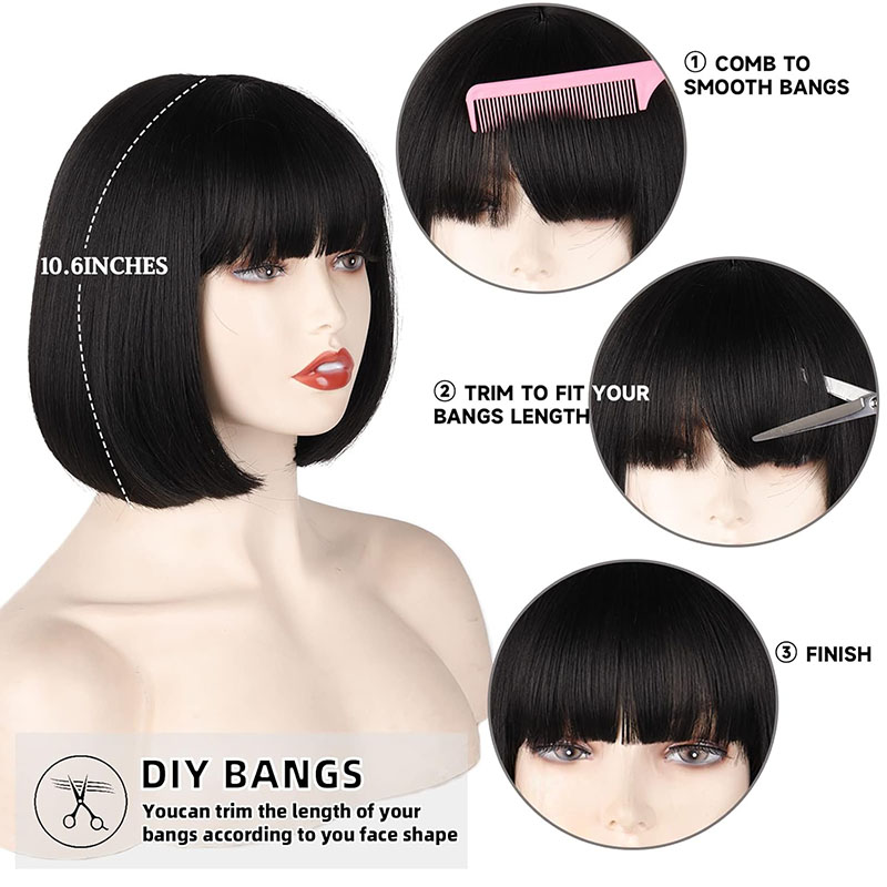 Machine complète Bob Straight Bob avec Bang pour les femmes 8 10 12 14 16 pouces