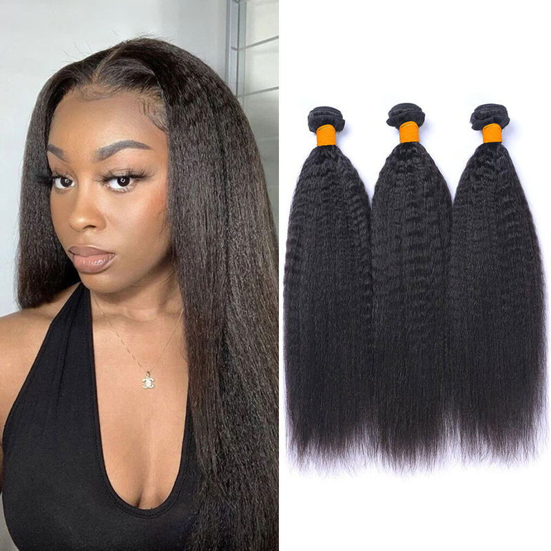 Yaki Poules à cheveux humains raides yaki 100% non transformés vierges de cheveux humains extensions Couleur naturelle