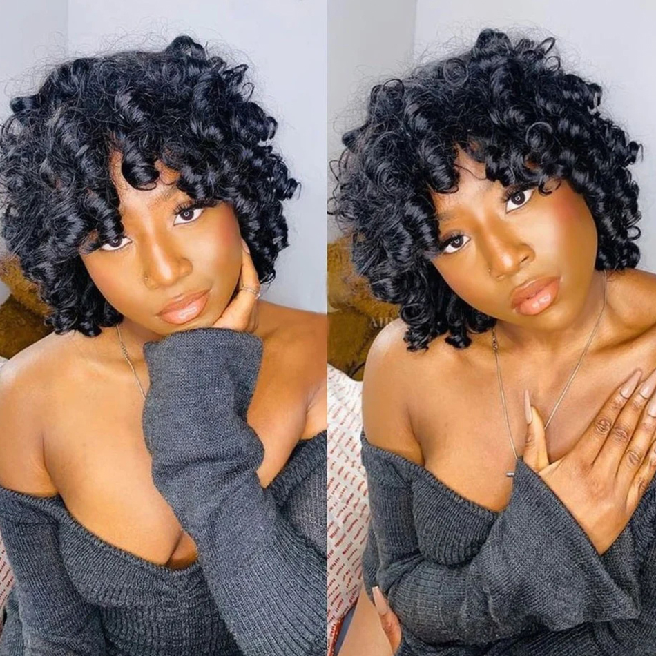 Livraison rapide Perruque Cheveux Humain Pixie Coup Wig Hoil Hair Wigs Human Hair Bob Wig Wig Afro Rose Curly Funmi Wigs