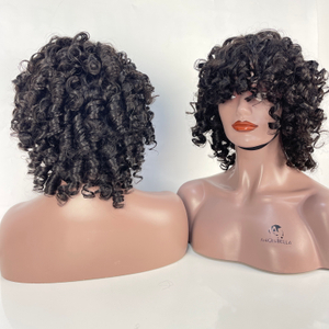 Braves courtes afro bouclées avec une frange pour les femmes perruque de cheveux bouclés coquins